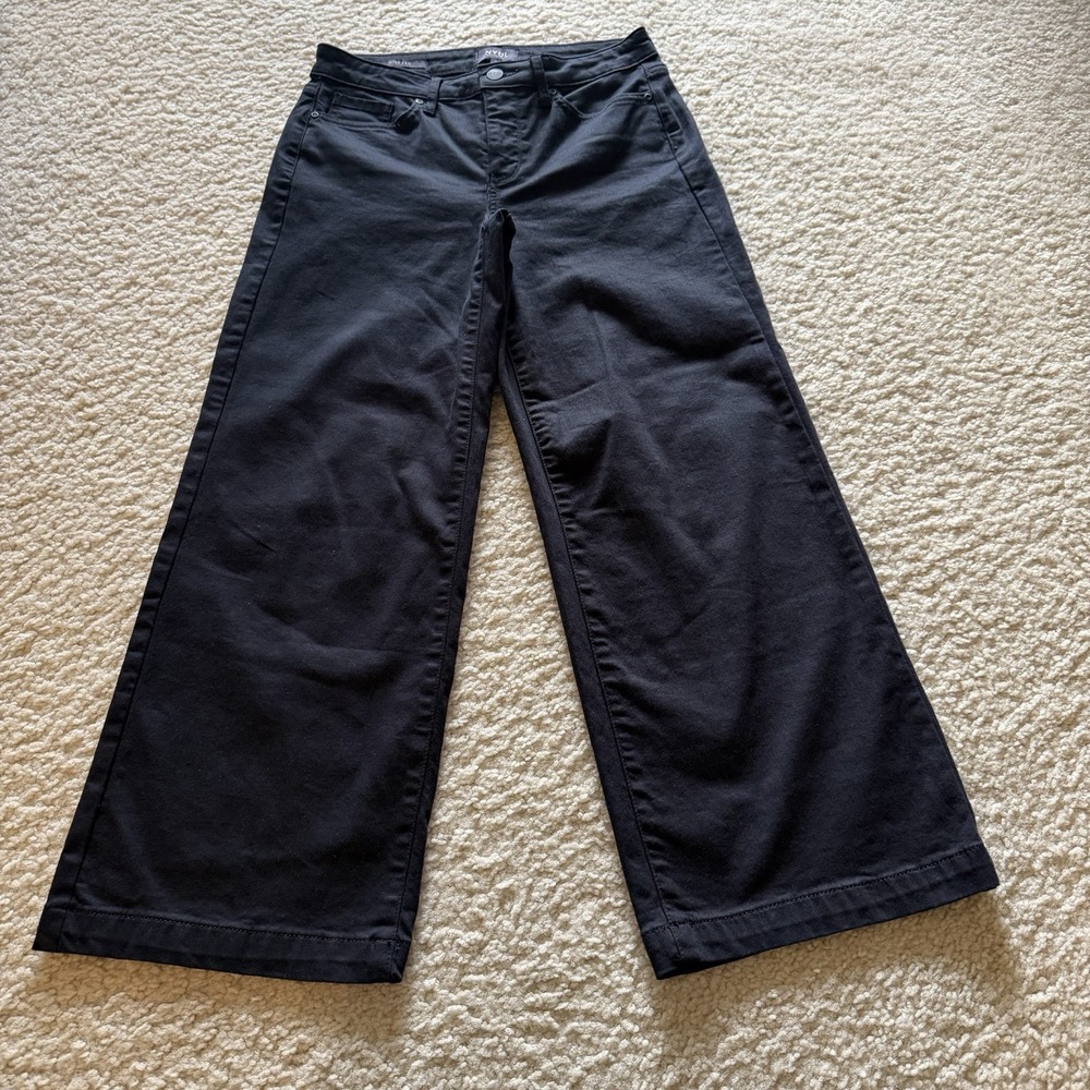 NYDJ High-Rise Wide-Leg Stretch Black Denim Jeans 5-Pocket Women Size 2